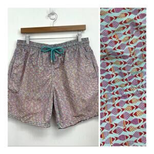 Vilebrequin Fish Print Novelty Drawstring Swimsuit Swim Trunks Shorts XL